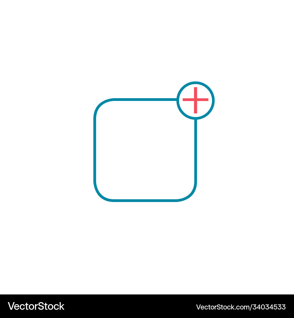Modern ui app button add in square sign icon Vector Image