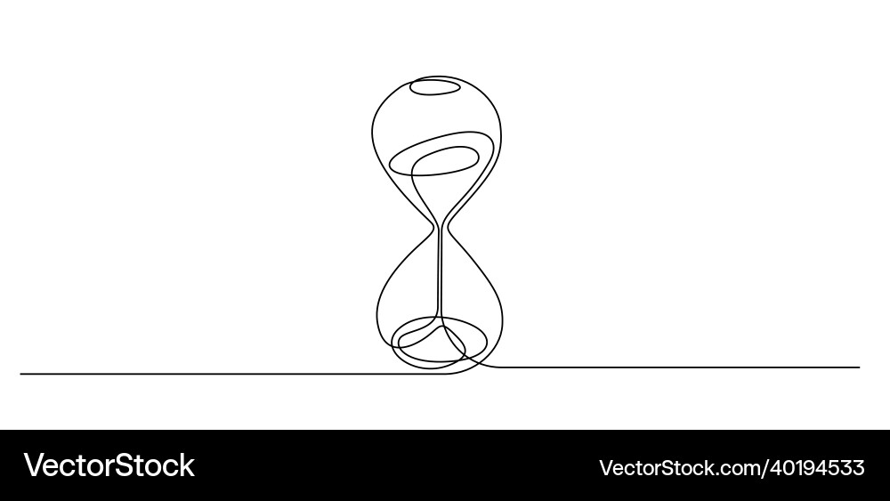 One continuous line drawing of hourglass with flow One continuous line drawing of hourglass with flow vector image
