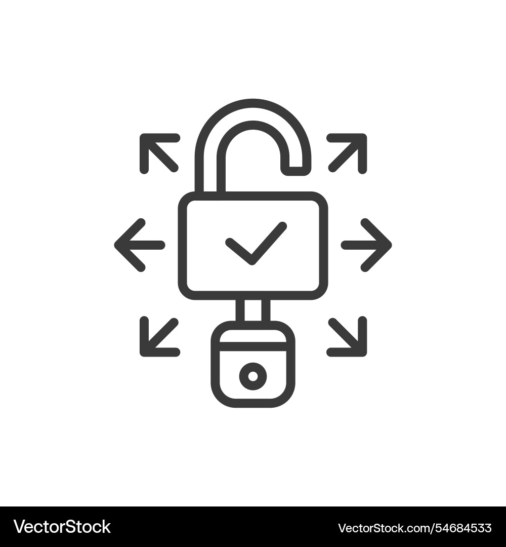 Open lock access icon in line design Vector Image