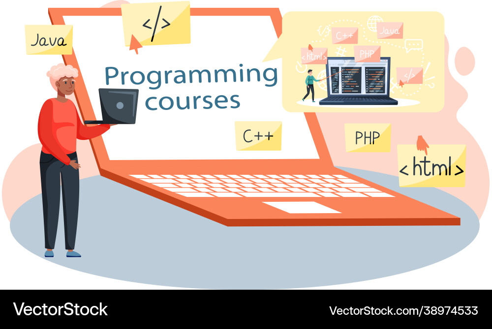 Programming courses online education coding Programming courses online education coding vector image