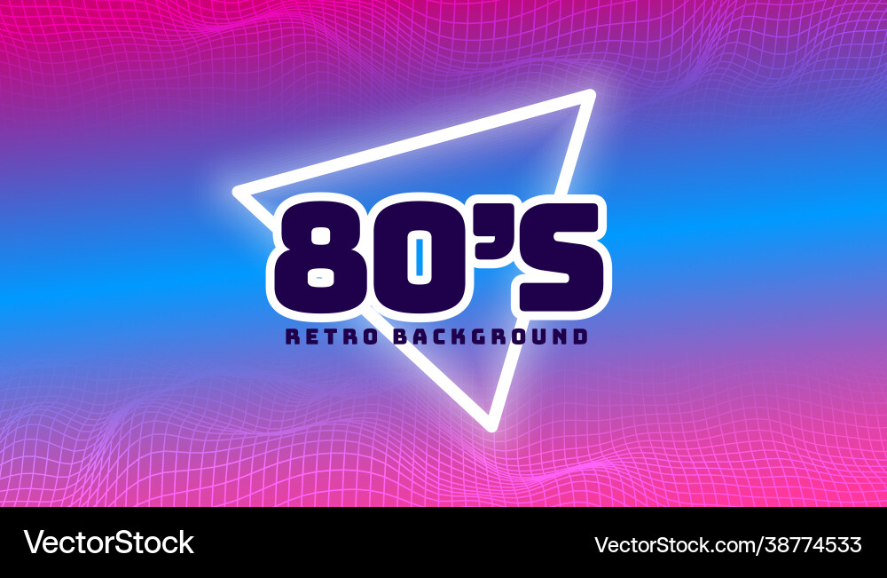 Retro 80s Color Background with Triangle vector image