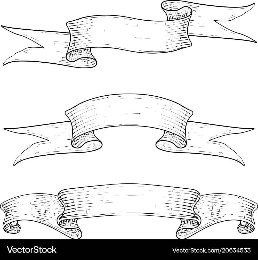 Ribbon Scroll Icons - Outline vector image