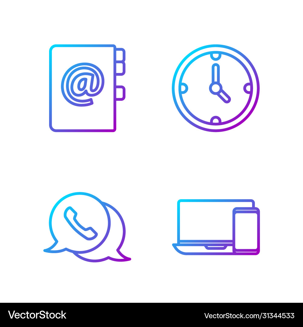 Set line monitor and phone telephone with speech Vector Image
