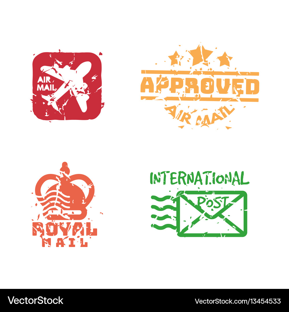 Set of vintage postage mail stamps Set of vintage postage mail stamps vector image