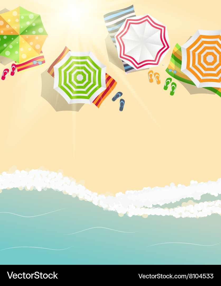 Summer time background sunny beach in flat design Vector Image