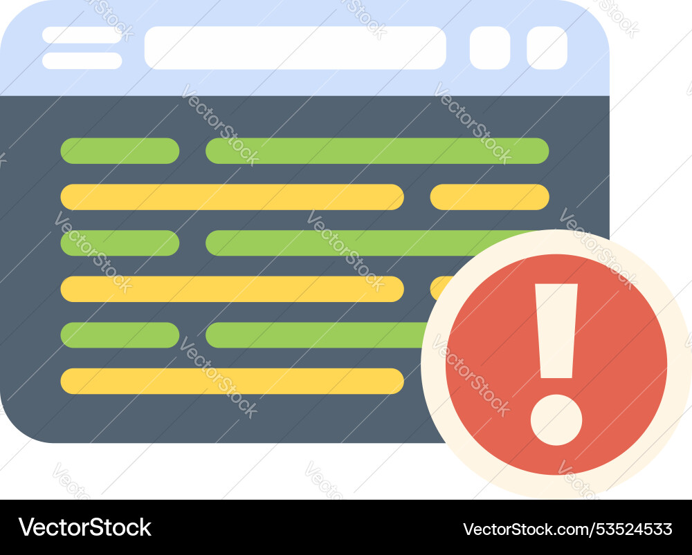 Website error message with exclamation point Website error message with exclamation point vector image