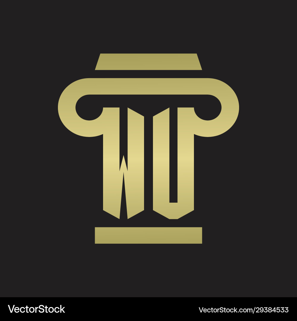 Wu logo monogram with pillar style design vector image