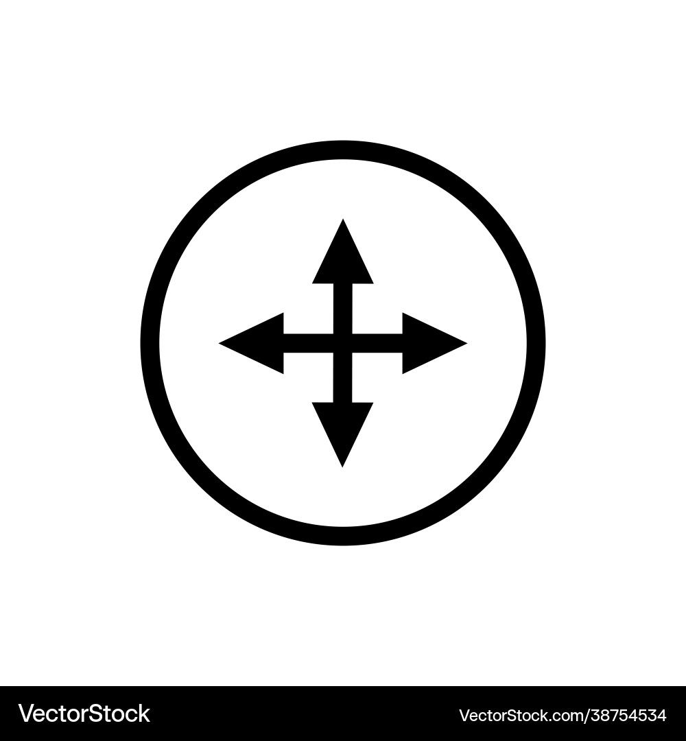 An icon with multidirectional arrows in a circle Vector Image