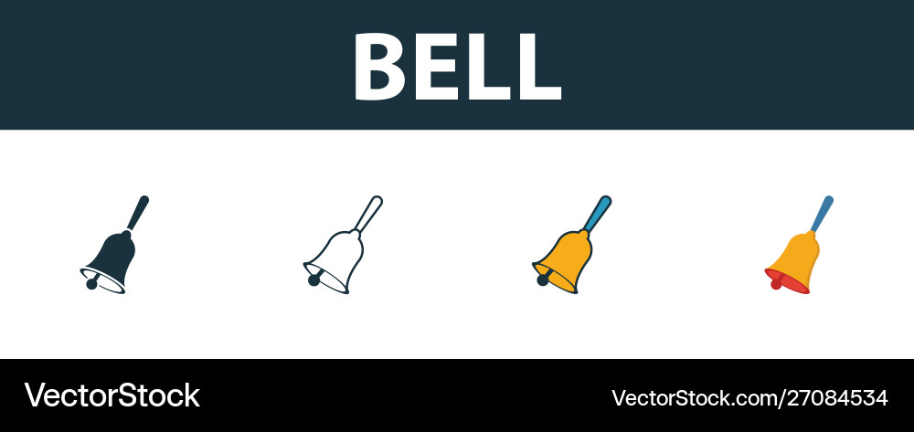 Bell icon set four elements in different styles Bell icon set four elements in different styles vector image