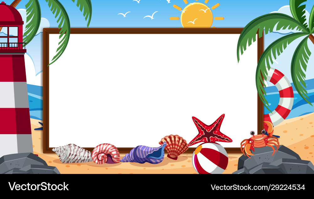 Border template with summer theme in background Border template with summer theme in background vector image