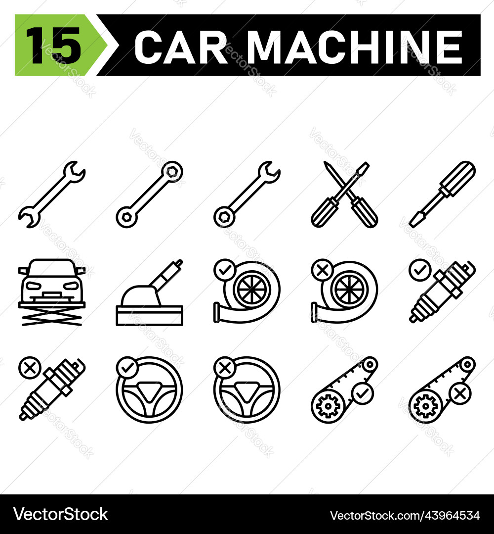 Car Repair & Maintenance Icon Set Vector Image