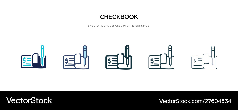 Checkbook icon in different style two colored Checkbook icon in different style two colored vector image