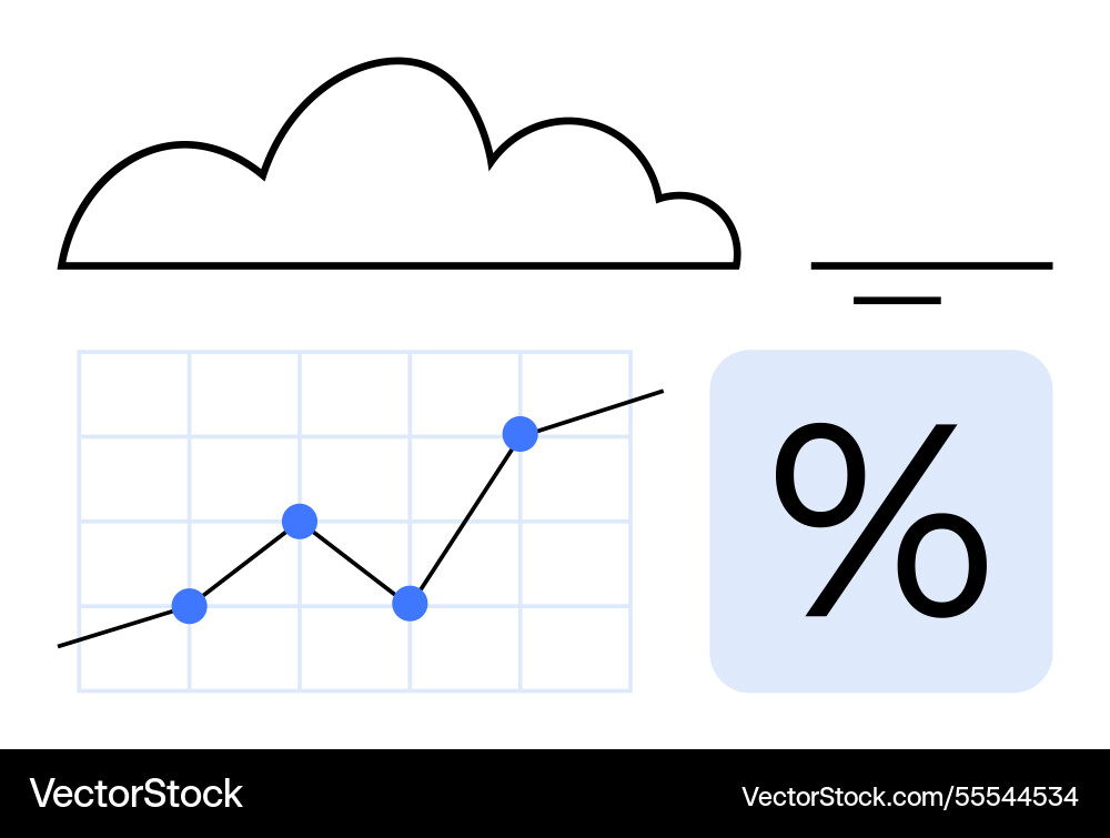Cloud-based data analytics with line graph vector image