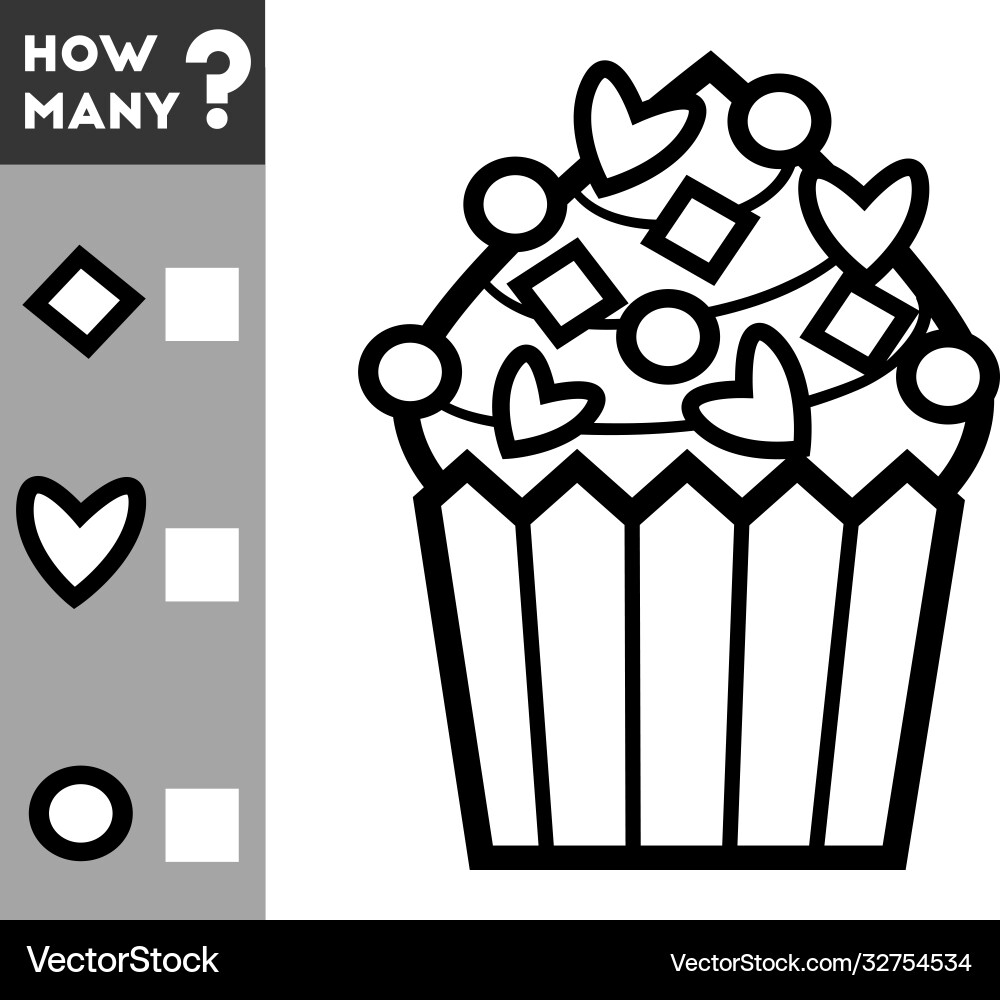 Counting game for children count how many cupcake Counting game for children count how many cupcake vector image