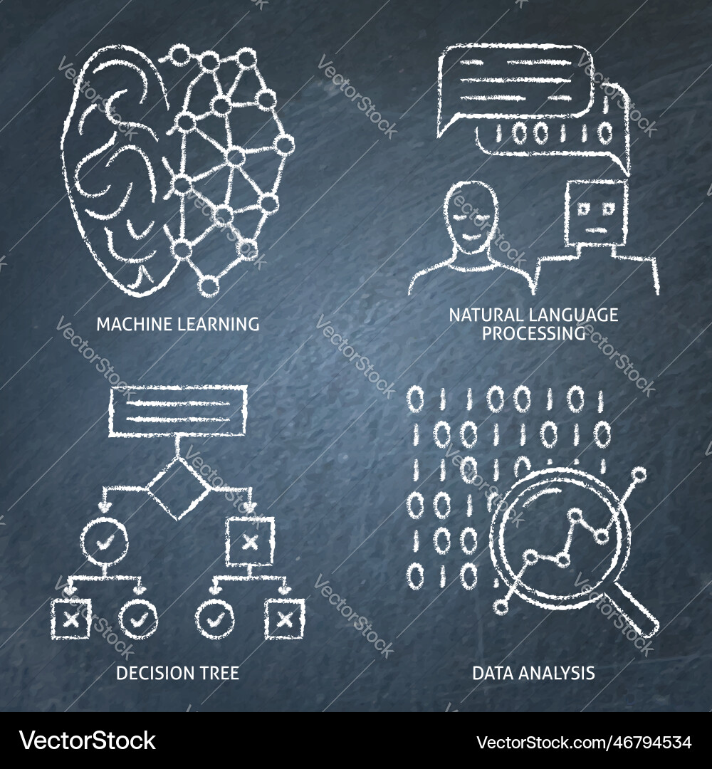 Data analysis and machine learning chalkboard icon Data analysis and machine learning chalkboard icon vector image