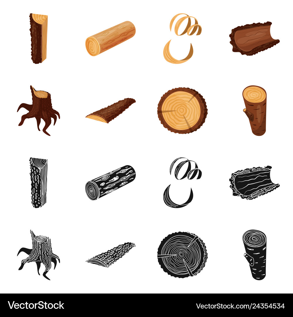 Isolated object of tree and raw sign set Isolated object of tree and raw sign set vector image