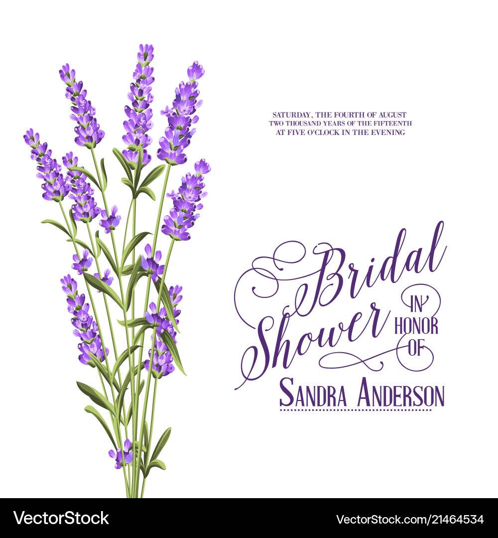 Lavender Bridal Shower Card Vector Image