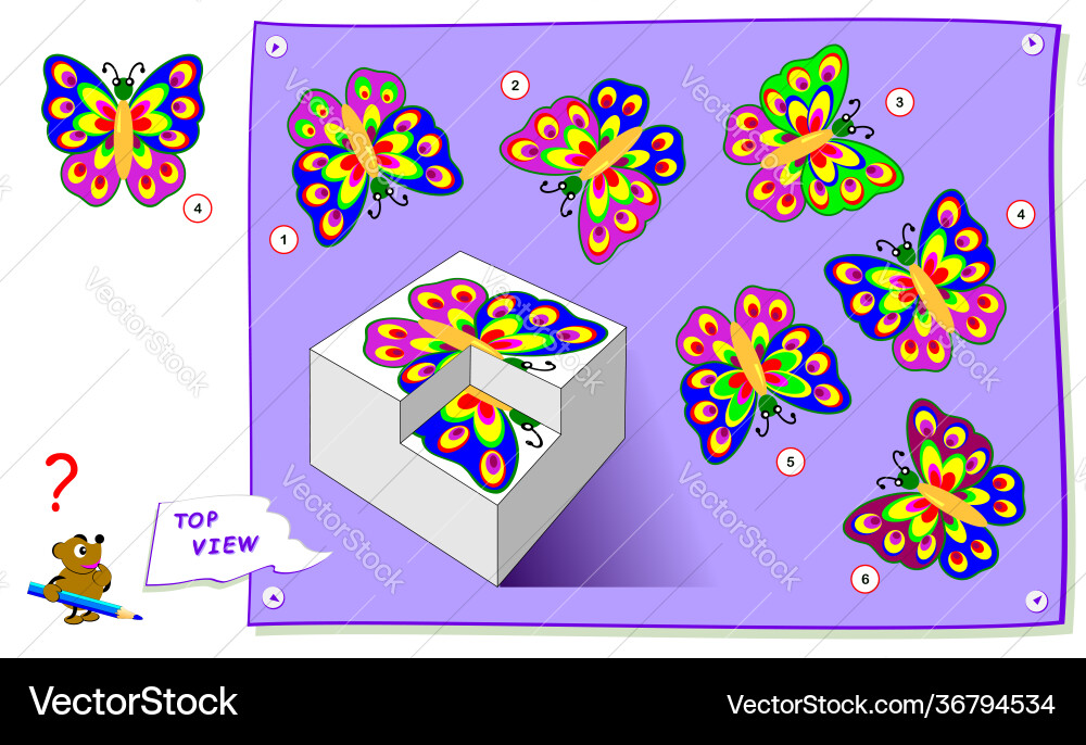 Logic puzzle game for kids need to find correct Logic puzzle game for kids need to find correct vector image
