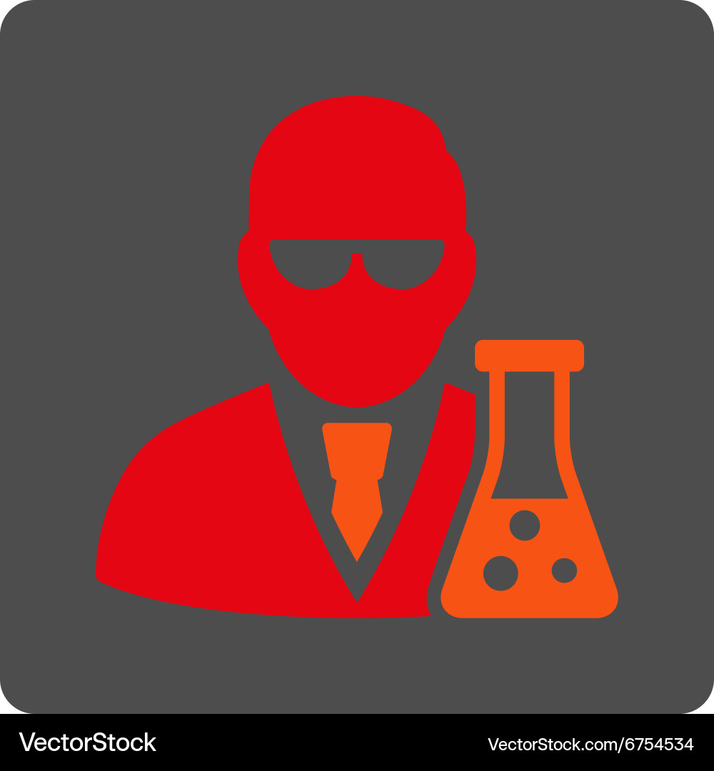 Scientist with flask rounded square button vector image