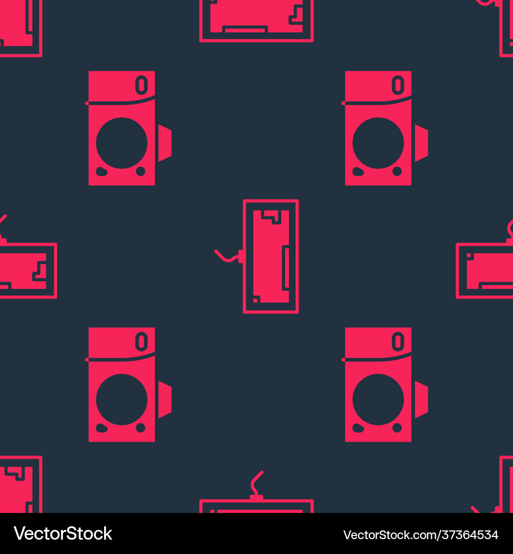 Set photo camera and keyboard on seamless pattern Set photo camera and keyboard on seamless pattern vector image