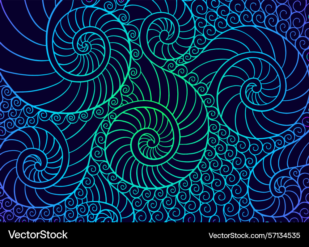 Abstract spiral shells pattern in neon gradient Abstract spiral shells pattern in neon gradient vector image