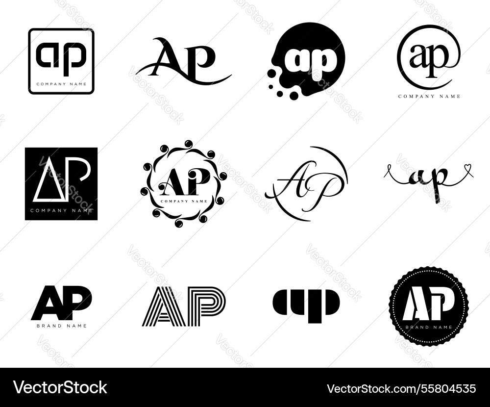 Ap logo company template letter a and p logotype Vector Image