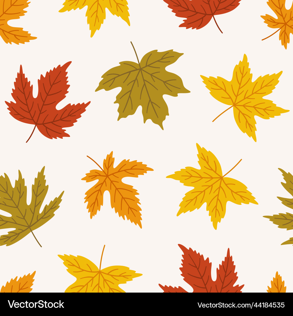 Autumn seamless pattern with different maple Autumn seamless pattern with different maple vector image