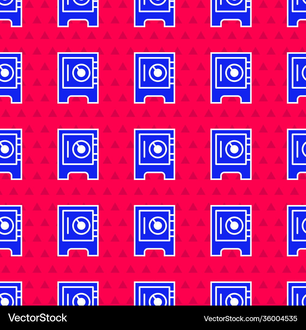 Blue safe icon isolated seamless pattern on red Vector Image