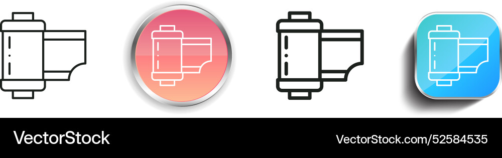 Camera film icon thin linear regular and button Vector Image