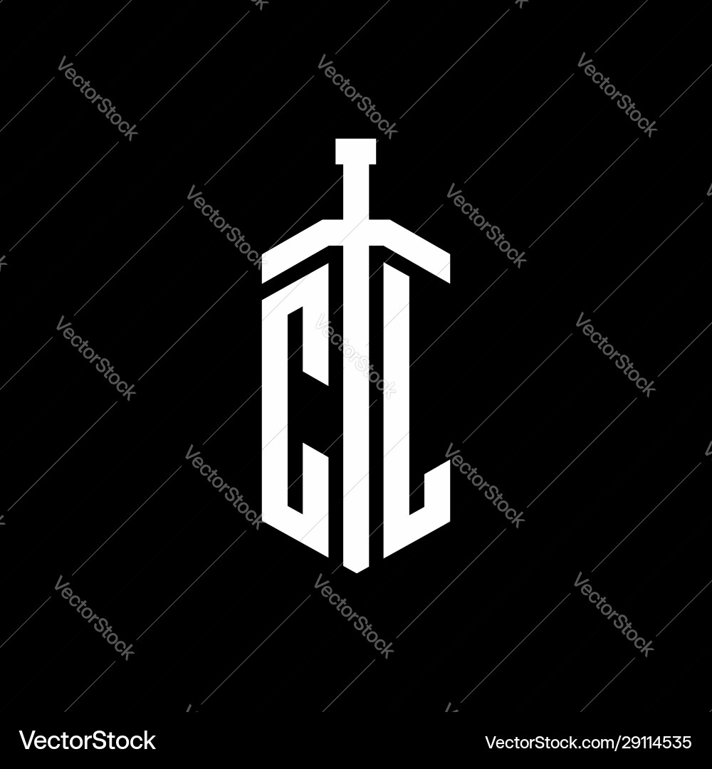 Cl logo monogram with sword element ribbon design Vector Image