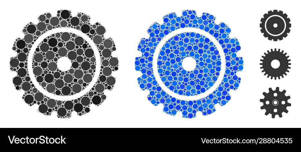 Cog mosaic icon circles Cog mosaic icon circles Vector Image