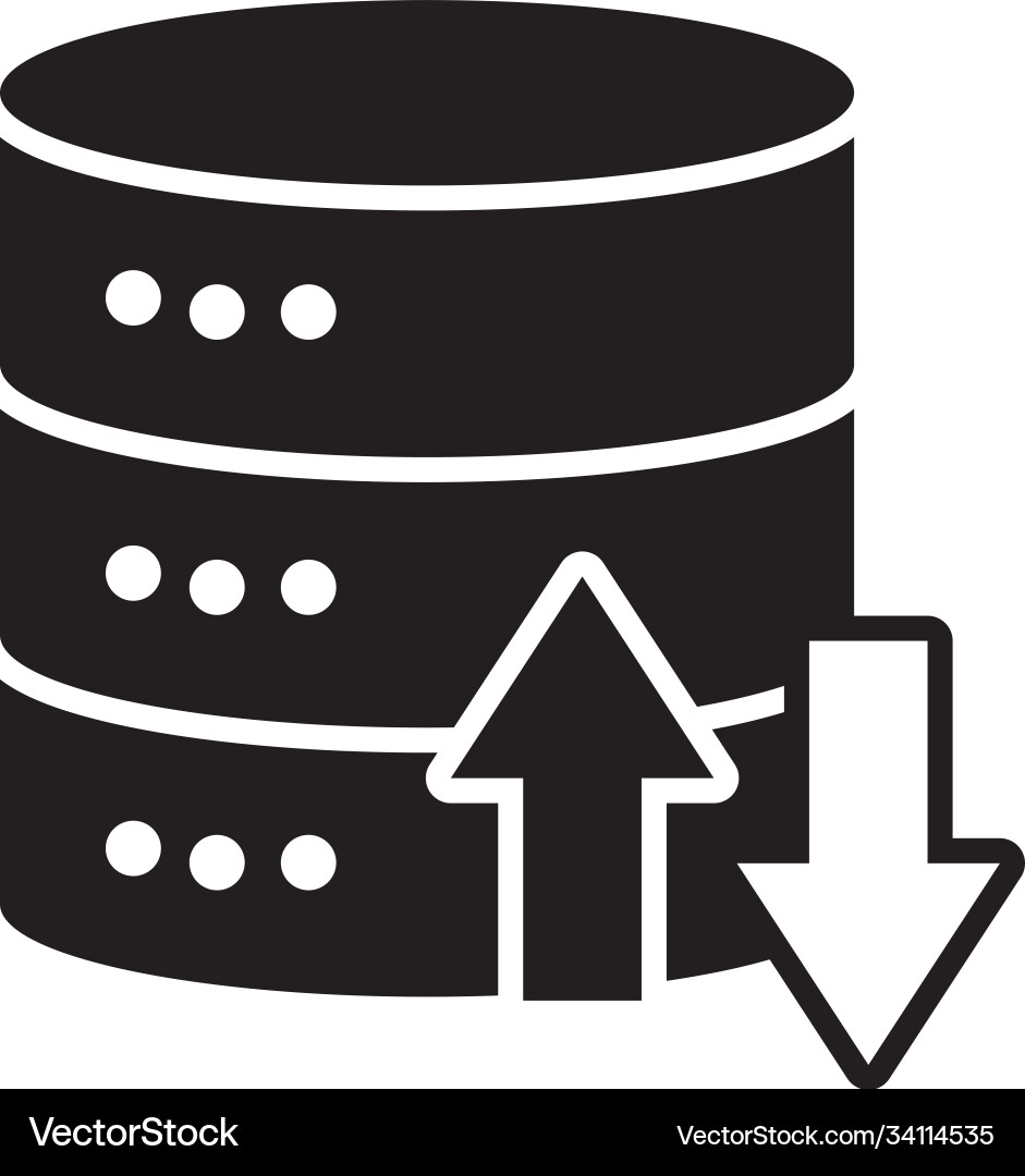 Data server with upload and dowload arrows vector image