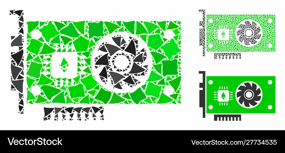 Ethereum gpu videocard composition icon bumpy Vector Image