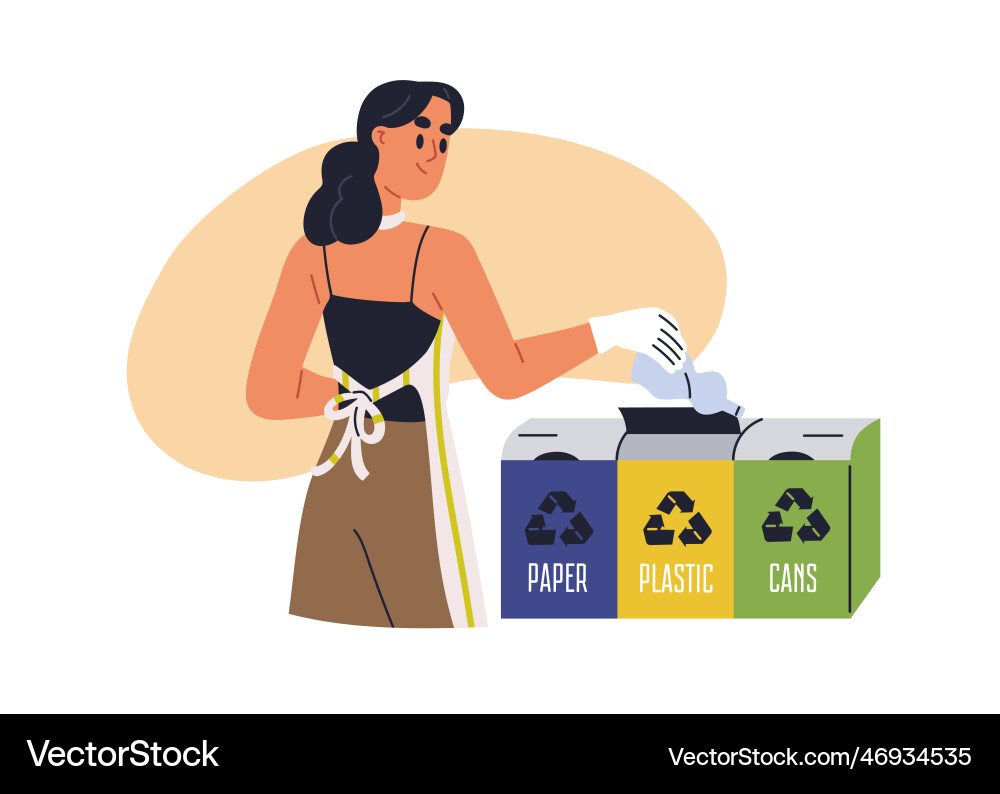 Garbage trash sorting concept person throwing vector image