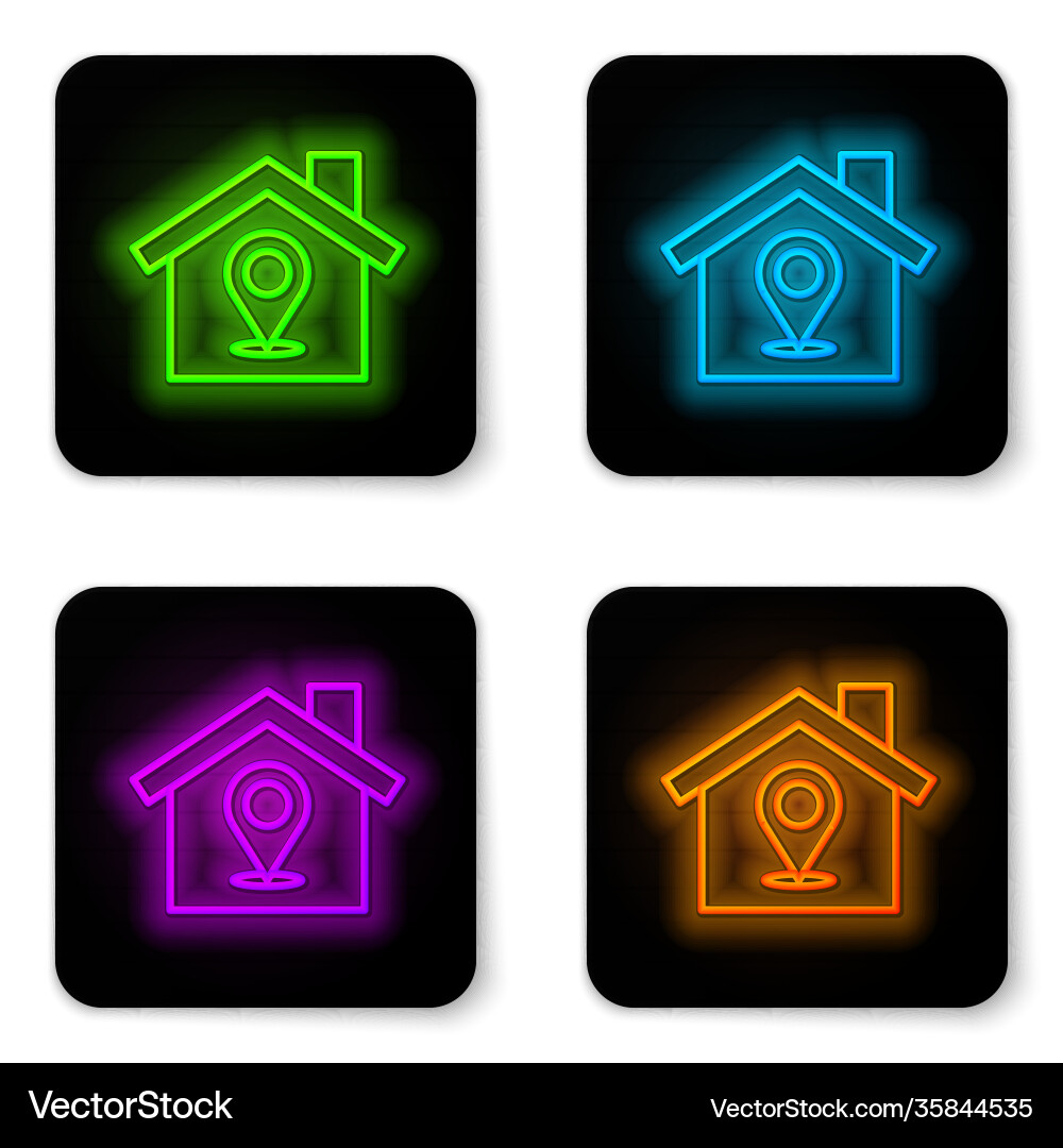 Glowing neon line map pointer with house icon Glowing neon line map pointer with house icon vector image