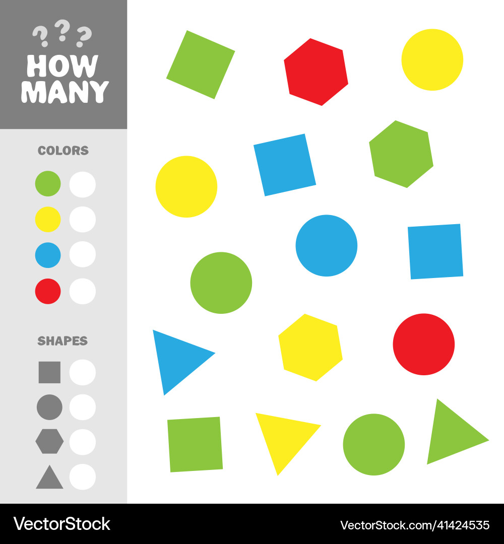 How many counting game with simple geometric How many counting game with simple geometric vector image