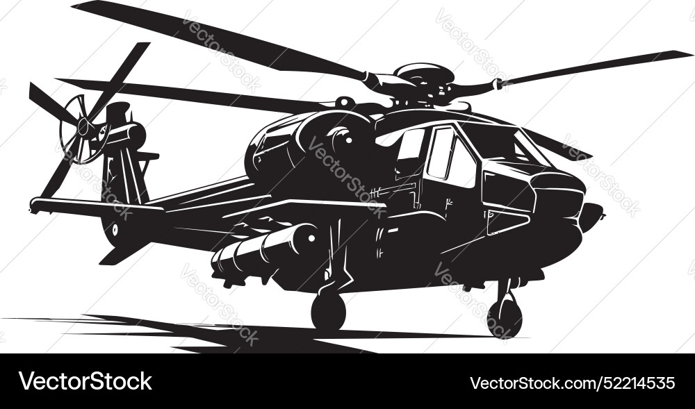 Lethal force black combat helicopter dynamic Vector Image