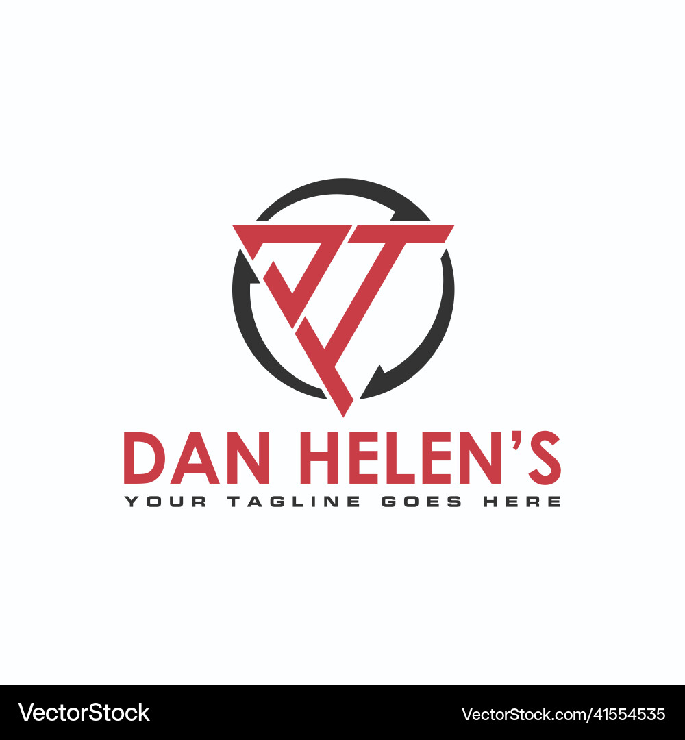 Letter dh font in triangle with arrow circle logo Vector Image