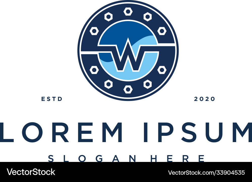 Letter w and pipe water logo design concept Vector Image