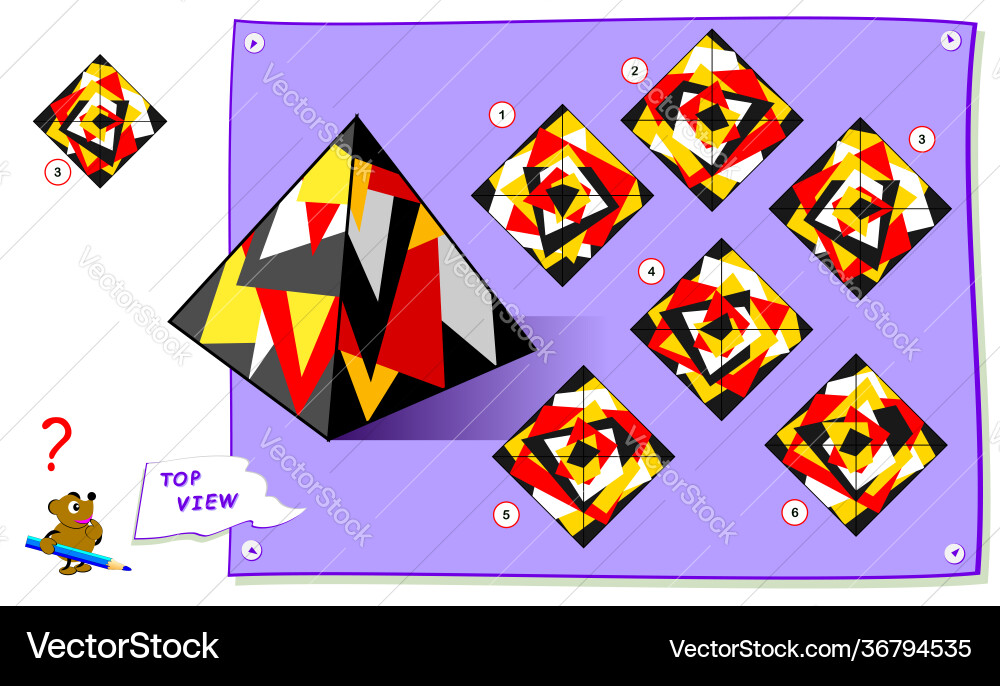 Logic puzzle game for kids need to find correct Logic puzzle game for kids need to find correct vector image
