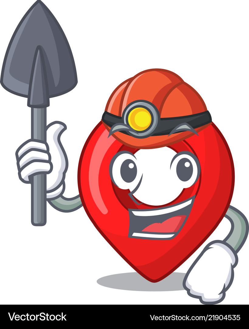 Miner map pointer navigation pin mascot cartoon Miner map pointer navigation pin mascot cartoon vector image