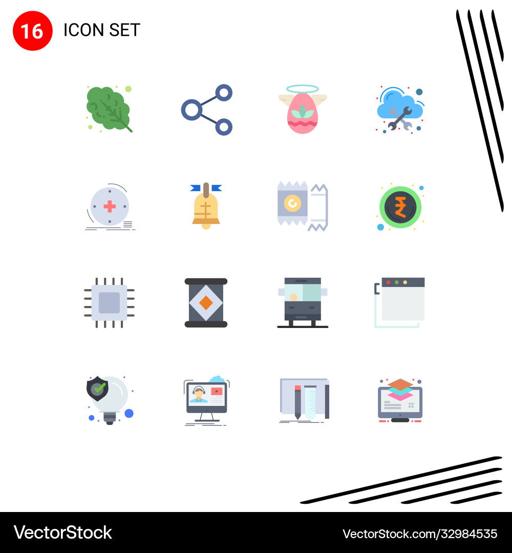 Mobile interface flat color set 16 pictograms Vector Image