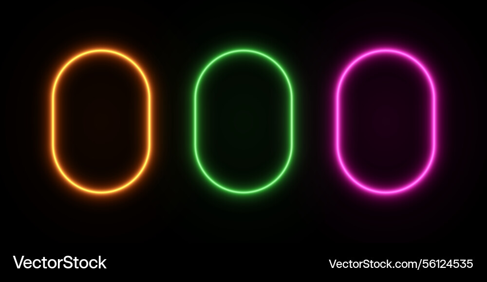 Neon light of a rectangle rounded frame led glow Neon light of a rectangle rounded frame led glow vector image