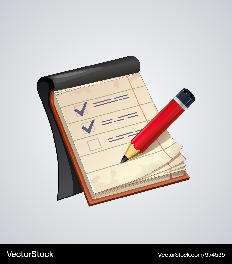 Open Notepad with Pencil vector image