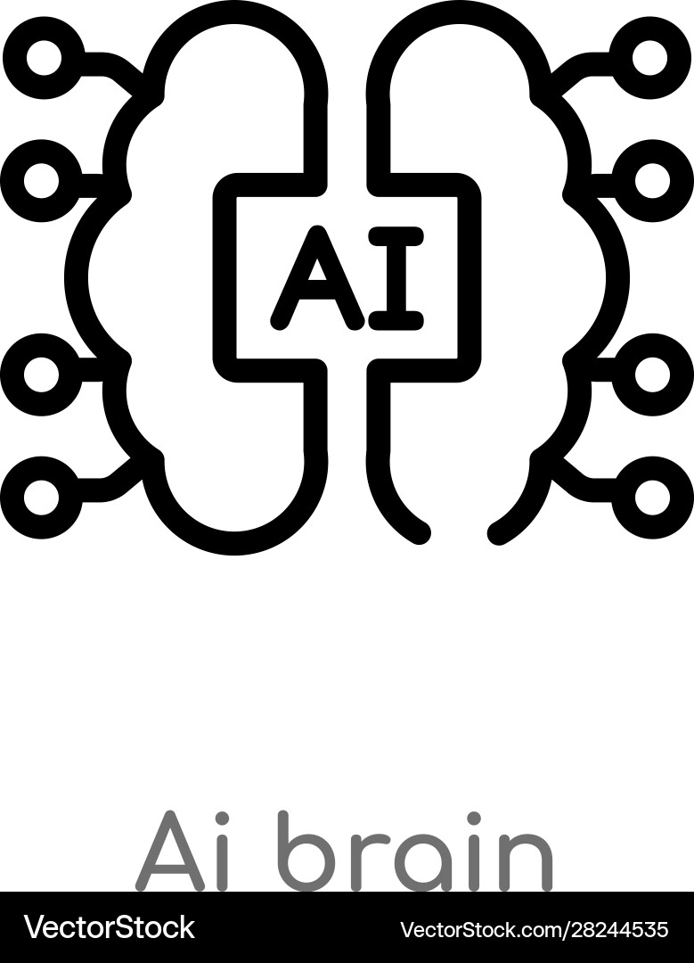 Outline ai brain icon isolated black simple line Outline ai brain icon isolated black simple line vector image