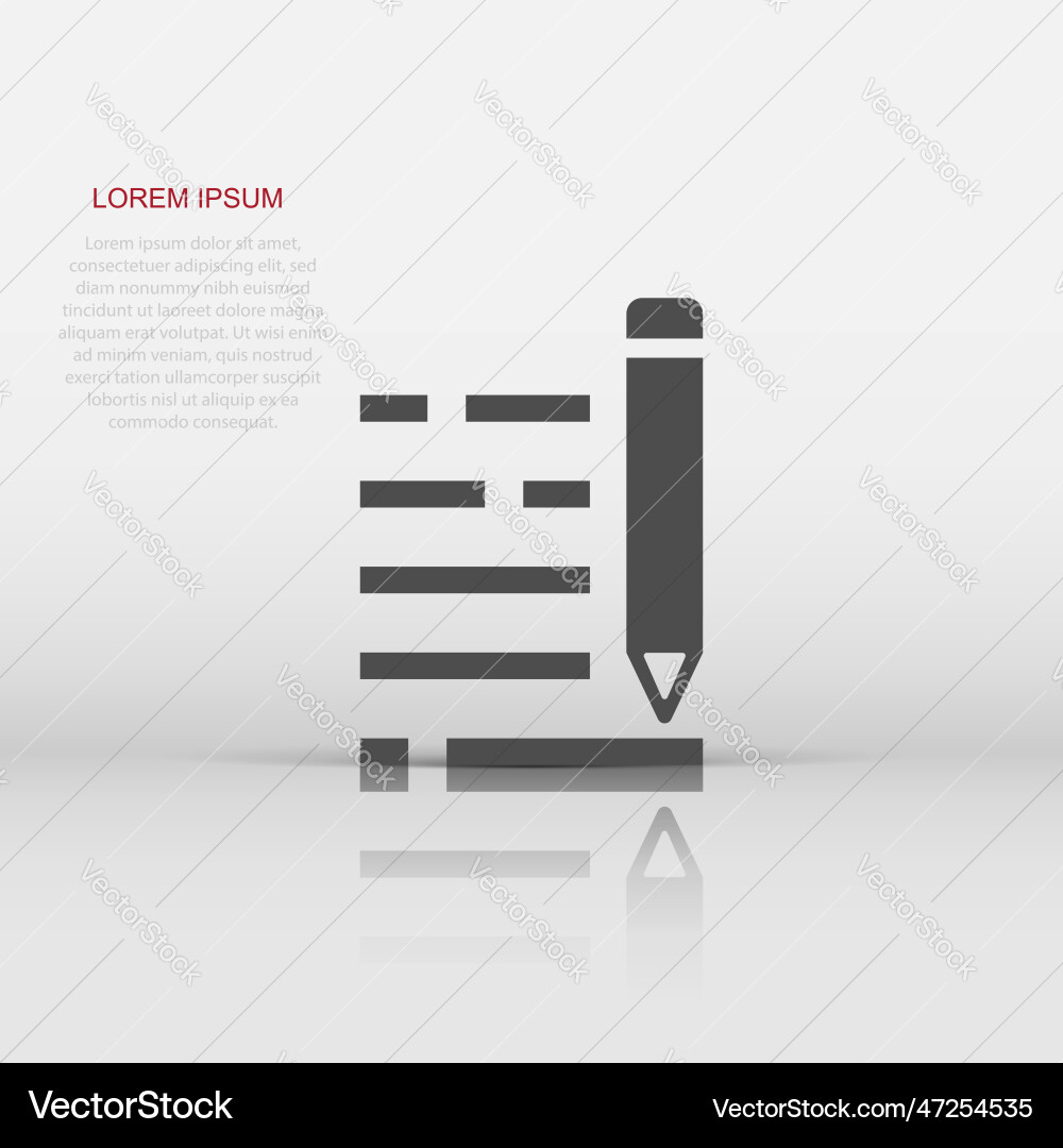 Pencil notepad icon in flat style document write Pencil notepad icon in flat style document write vector image