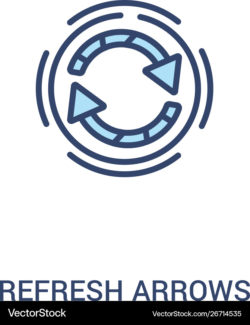 Refresh arrows concept 2 colored icon simple line Refresh arrows concept 2 colored icon simple line vector image