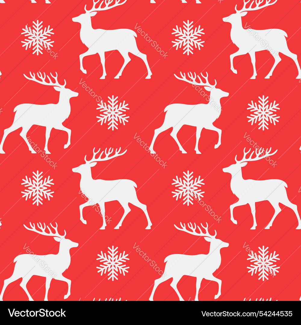 Seamless pattern with deer and snowflakes Seamless pattern with deer and snowflakes vector image