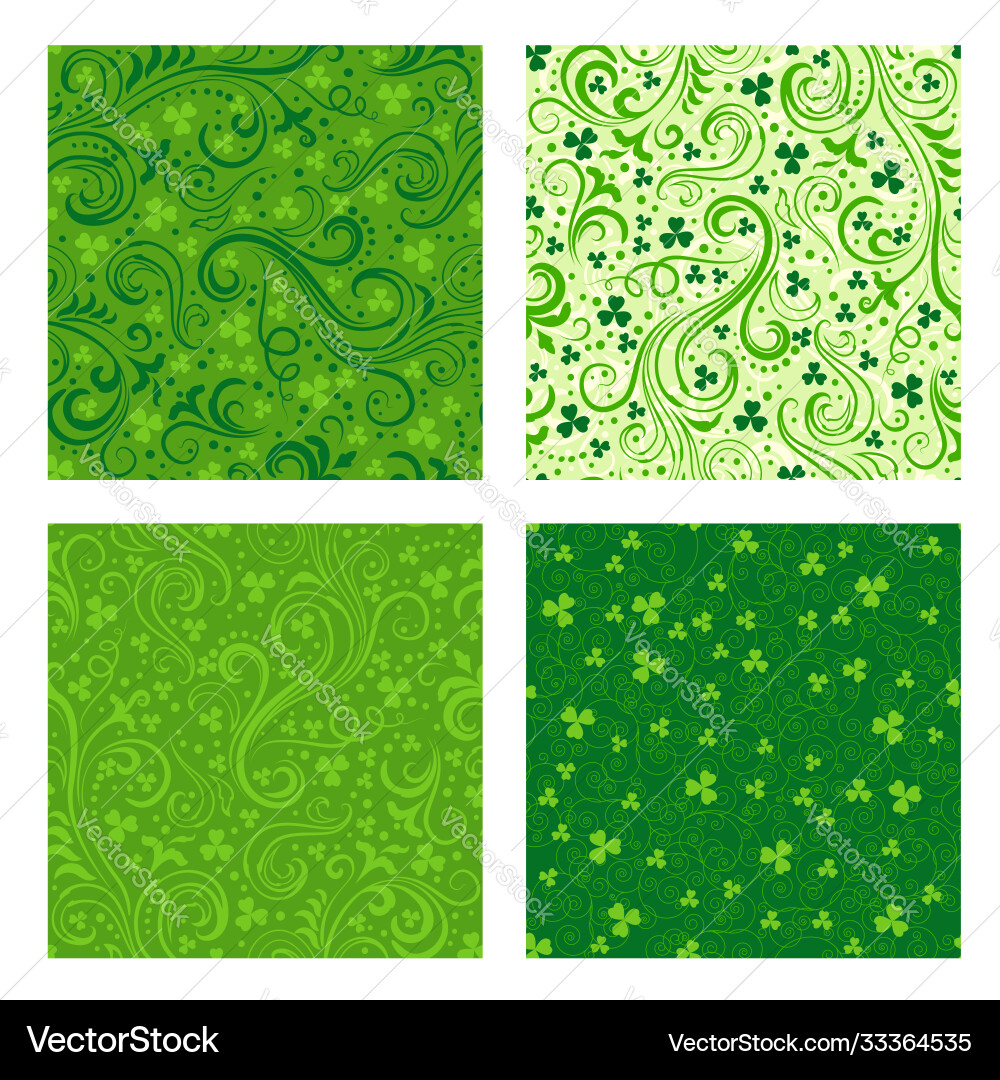Set green clover patterns Set green clover patterns vector image