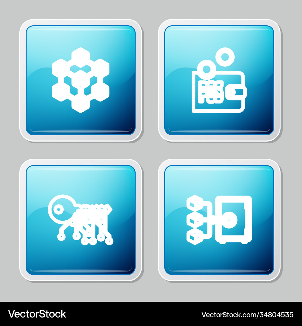 Set line blockchain technology prostake Set line blockchain technology prostake vector image